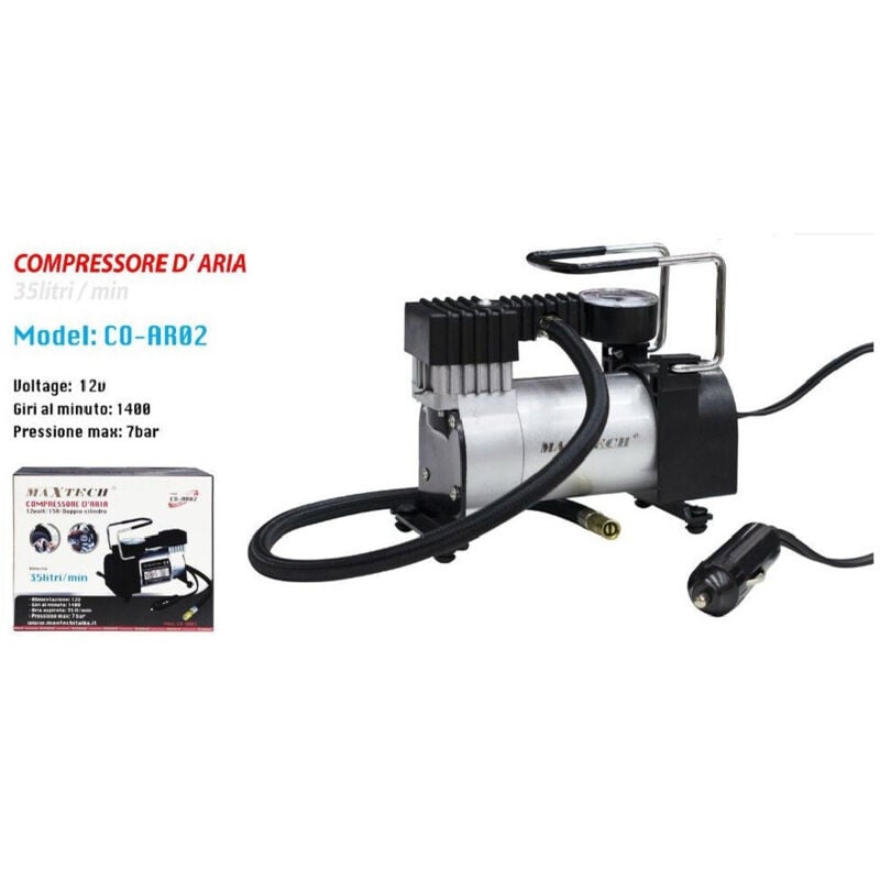 foto del prodotto compressore ad aria portatile serbatoio 35l min alimentazione 12v 15a co ar02 maxtech