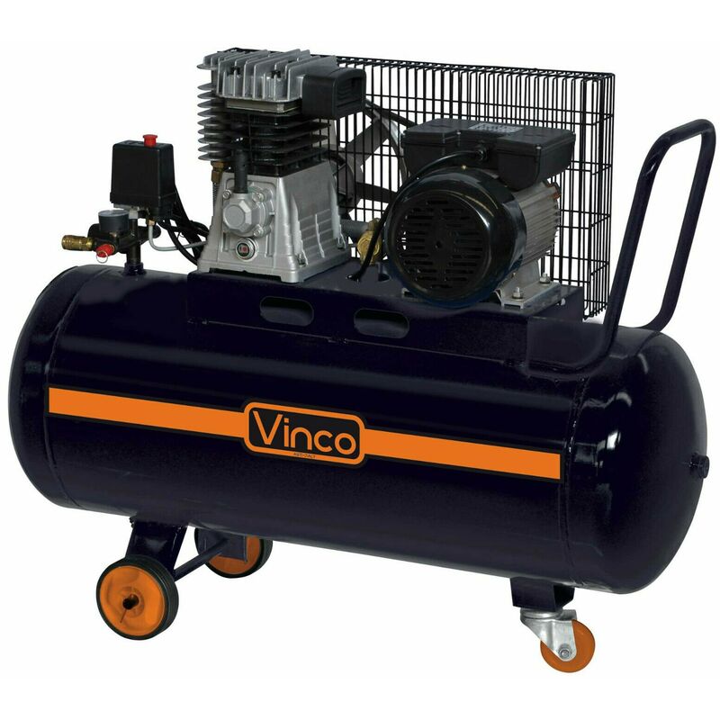foto del prodotto compressore aria 100 lt lubrificato olio monofase cinghia portatile vinco 60604
