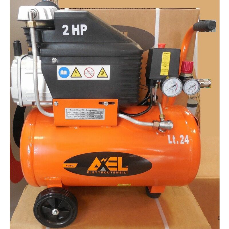 foto del prodotto compressore aria 24 litri coassiale lubrificato 2 hp 8bar fu1507 axel