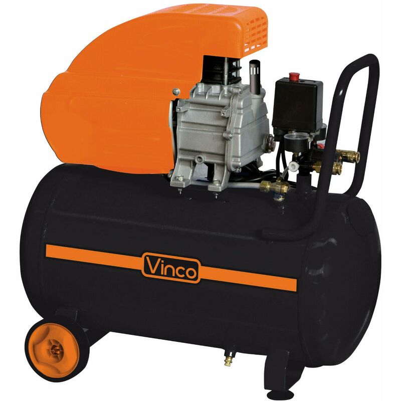 foto del prodotto compressore aria 50 lt lubrificato ad olio portatile con ruote 2 hp vinco 60601
