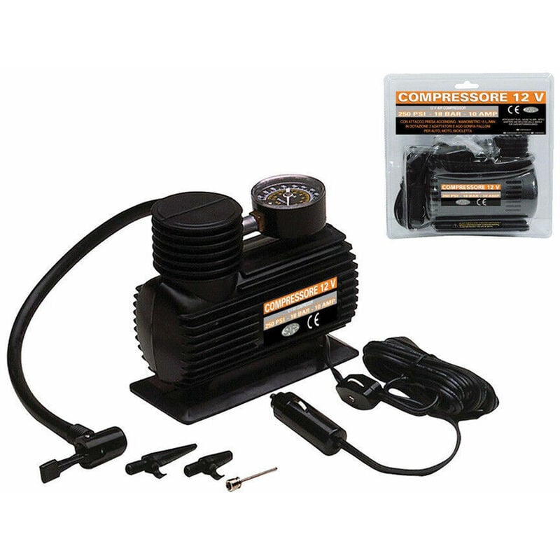 foto del prodotto compressore aria portatile saife 12v 18 bar 250 psi per auto moto bici gonfiabil
