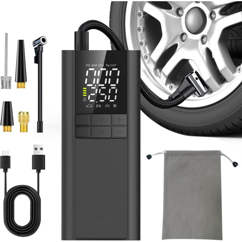 foto del prodotto compressore d aria per gonfiaggio pneumatici portatile pompa d aria per pneumatici per auto con manometro 150 psi gonfiatore per pneumatici con