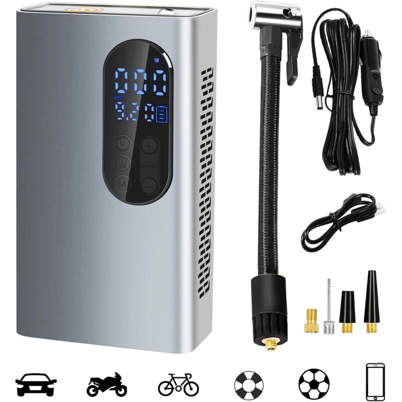 foto del prodotto compressore d aria portatile 150 psi, mini gonfiatore per pneumatici per auto senza fili ricaricabile 12 v, accessori per compressore elettrico con