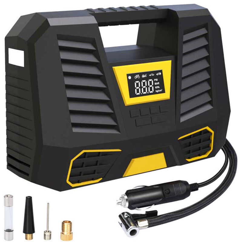 foto del prodotto compressore d aria portatile, gonfiatore per pneumatici per auto da 150 psi, mini compressore per pneumatici 3x2000 mah 12 v, pompa per pneumatici