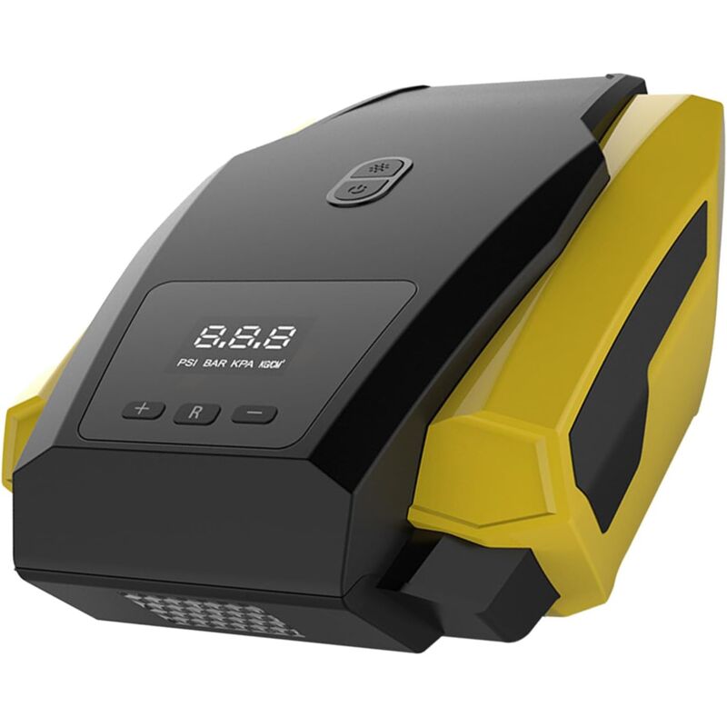 foto del prodotto compressore d aria portatile per gonfiaggio pneumatici a doppio cilindro con luce led, manometro digitale per auto, bici, palla