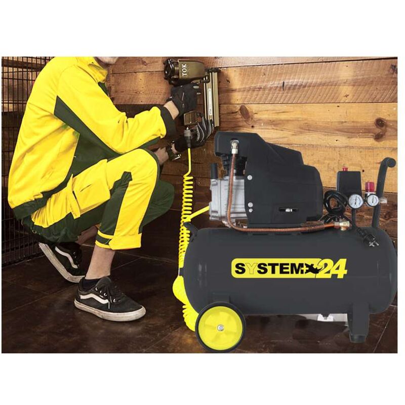 foto del prodotto compressore lubrificato a olio 24lt nero giallo 1.5 kw, 2 hp system 