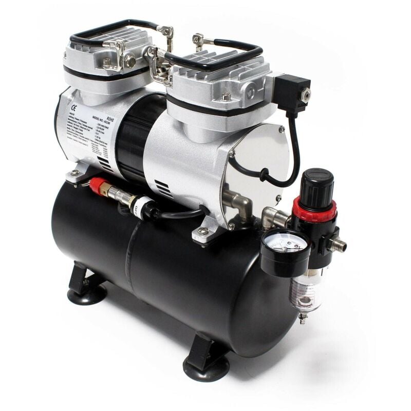 foto del prodotto compressore per aerografo bicilindrico con serbatoio a spegnimento automatico