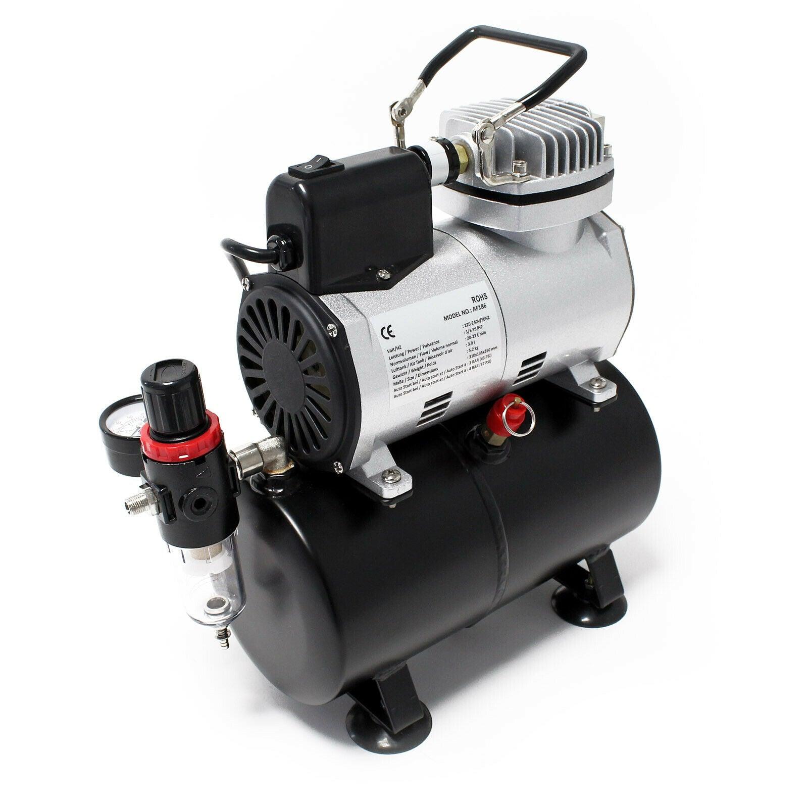 foto del prodotto compressore per aerografo con serbatoio regolatore aria a spegnimento automatico 16 0001727