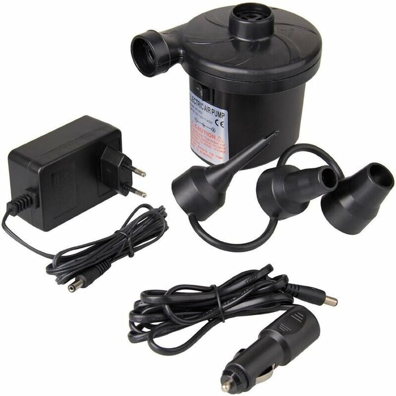 foto del prodotto compressore pompa elettrica, gonfiatore sgonfiatore elettrico , dc12v ac 230v 50hz, pompa d aria, pompa elettrica di gonfiaggio con 3 ugelli per