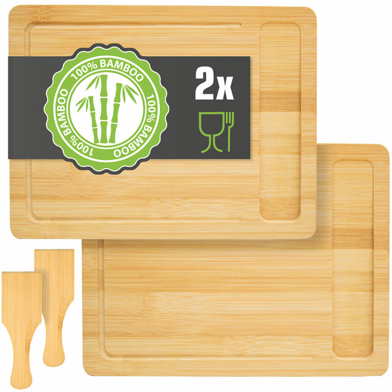 foto del prodotto con contenitore 2 taglieri in legno 30x22 tagliere da cucina tagliere bambu