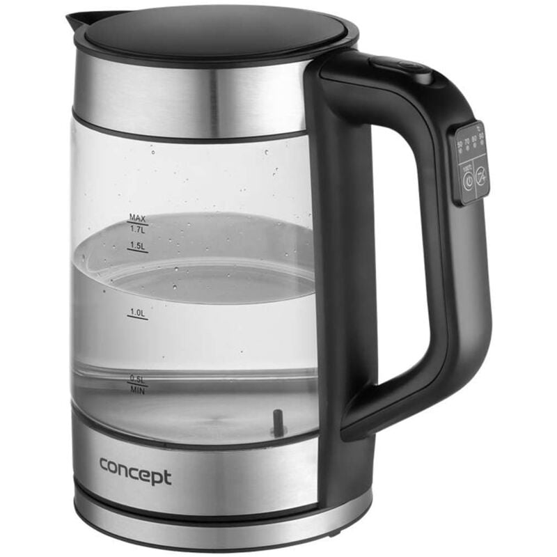 foto del prodotto concept bollitore elettrico, volume 1,7 l, con controllo della temperatura, 2200 w, nero acciaio inossidabile rk4067