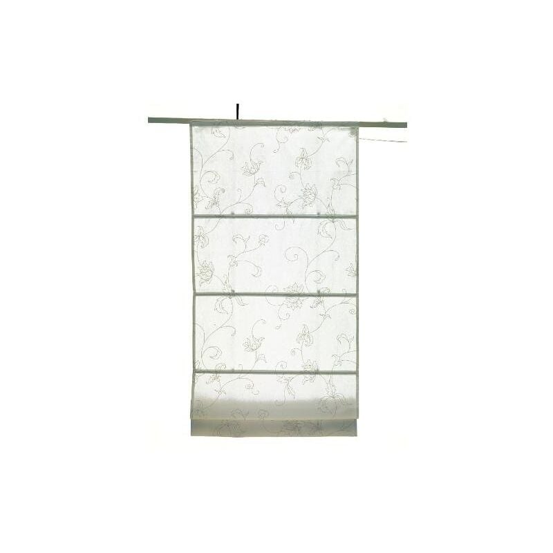 foto del prodotto concept decor tenda a pacchetto con binario incluso bianca con fiore grigio 60x175