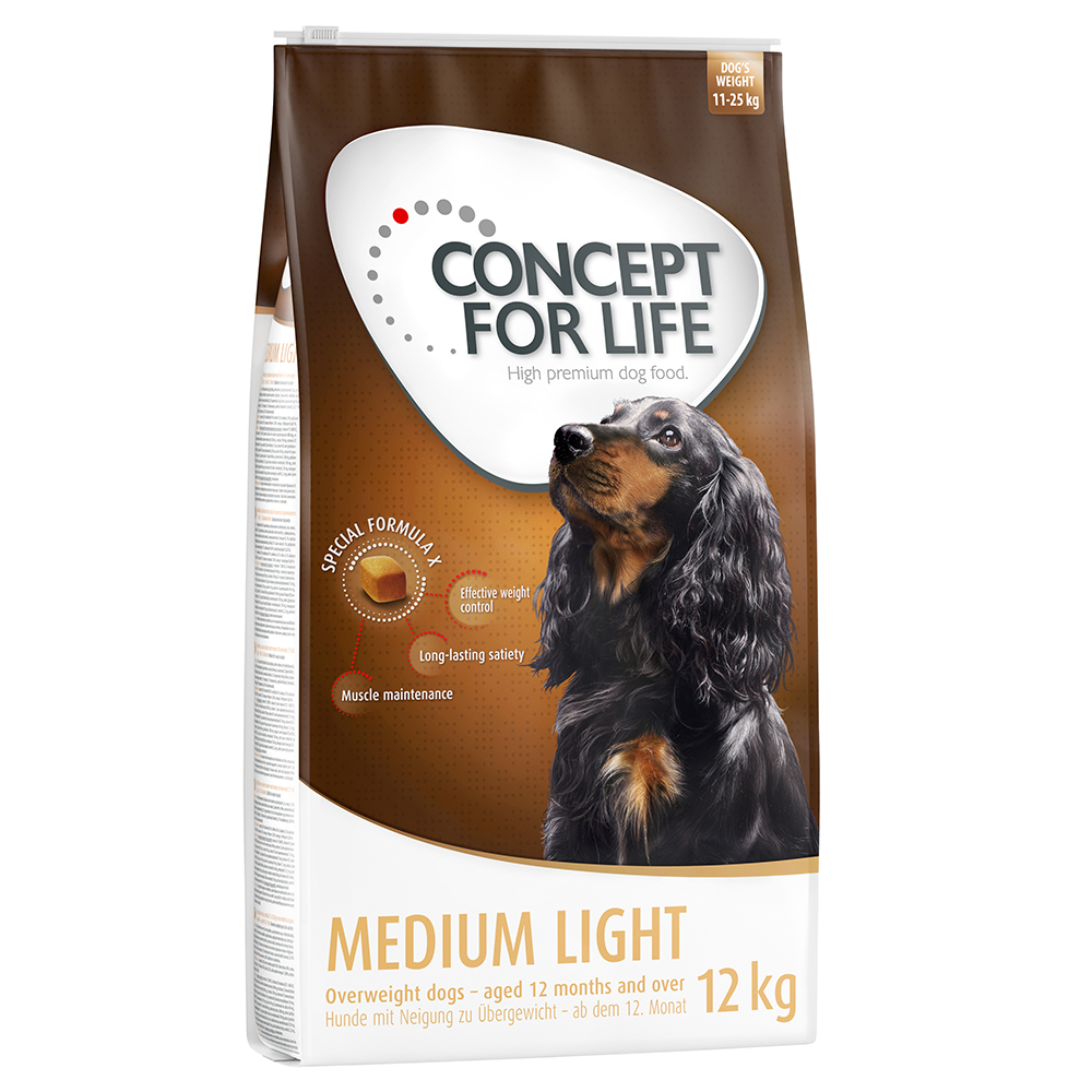 foto del prodotto concept for life medium light crocchette per cani 12 kg