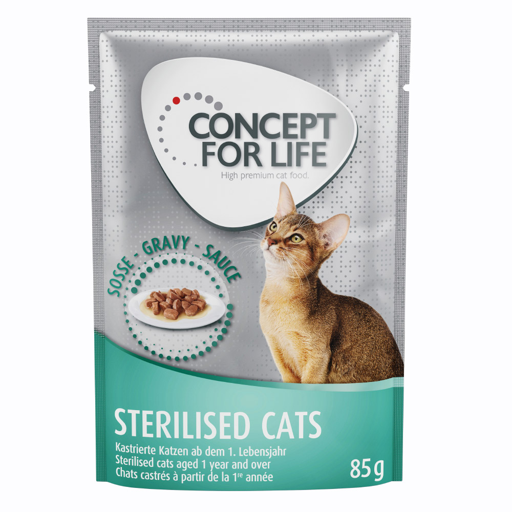 foto del prodotto concept for life sterilised cats pollo ricetta migliorata umido a completamento 12 x 85 g concept for life sterilised cats in salsa