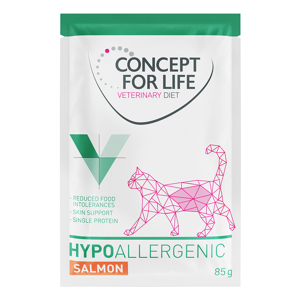 foto del prodotto concept for life veterinary diet hypoallergenic salmone buste umido per gatto 12 x 85 g