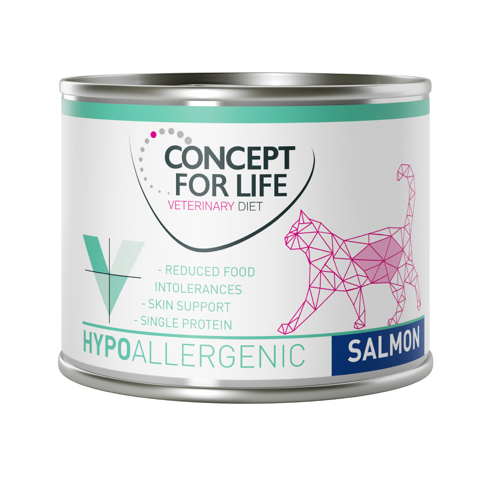 foto del prodotto concept for life veterinary diet hypoallergenic salmone umido per gatto 6 x 185 g
