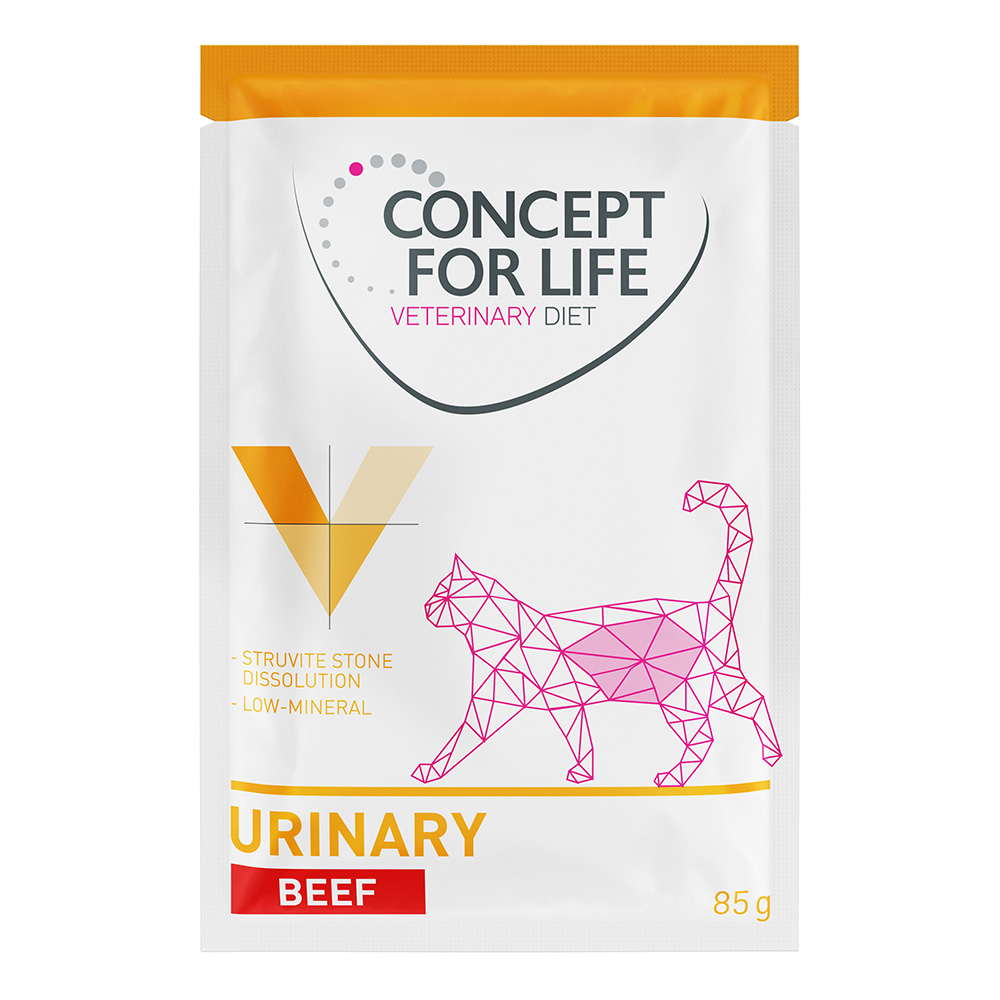 foto del prodotto concept for life veterinary diet urinary manzo buste umido per gatto 12 x 85 g