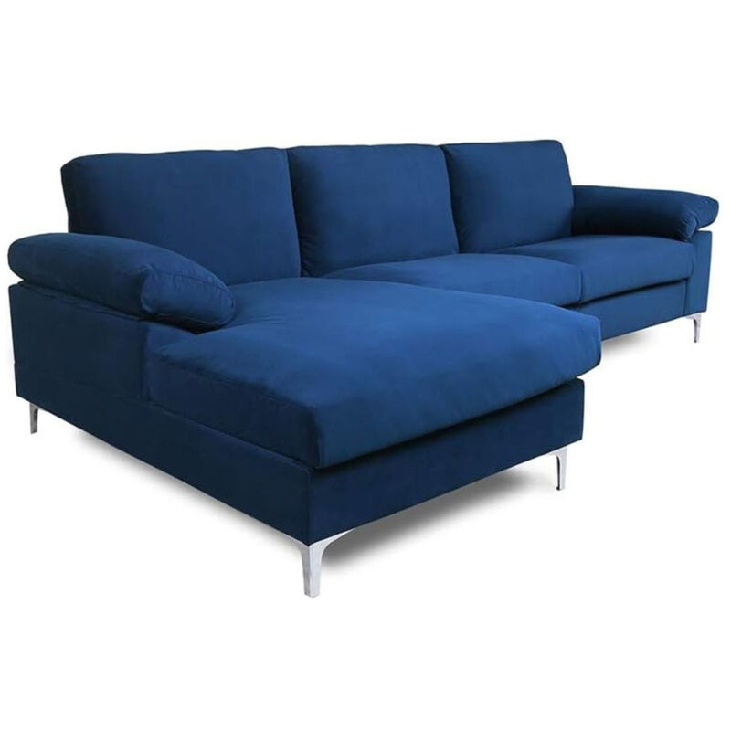 foto del prodotto concept usine divano ad angolo sinistro 4 5 posti in velluto blu galway