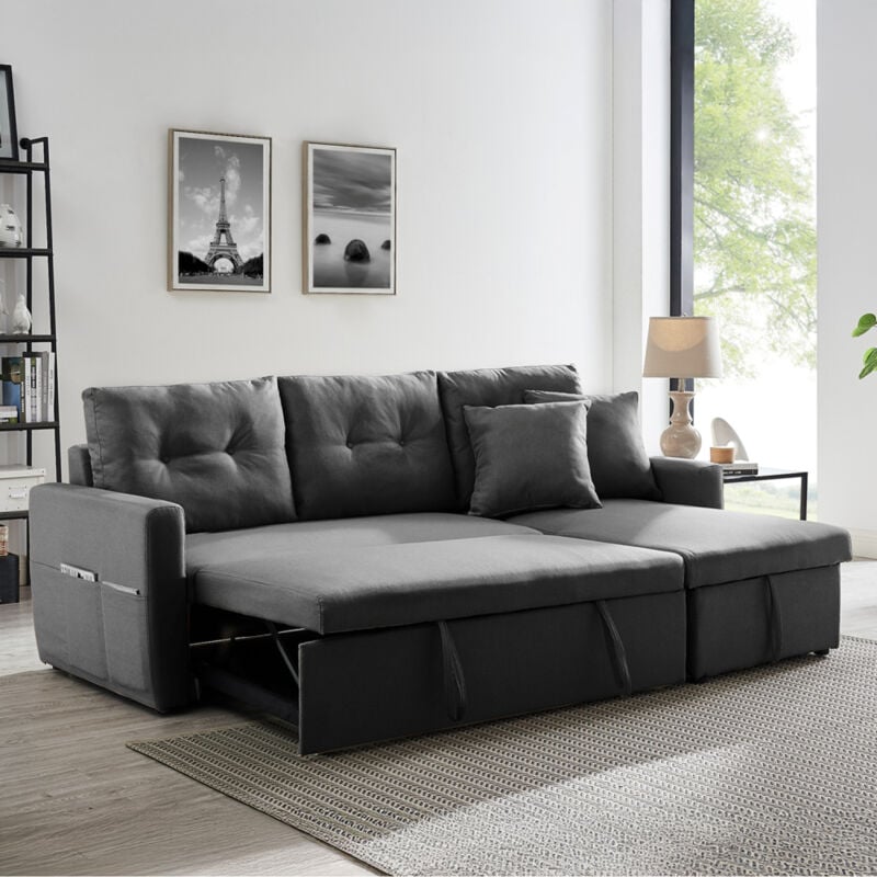foto del prodotto concept usine divano letto angolare grigio a 4 posti malmo