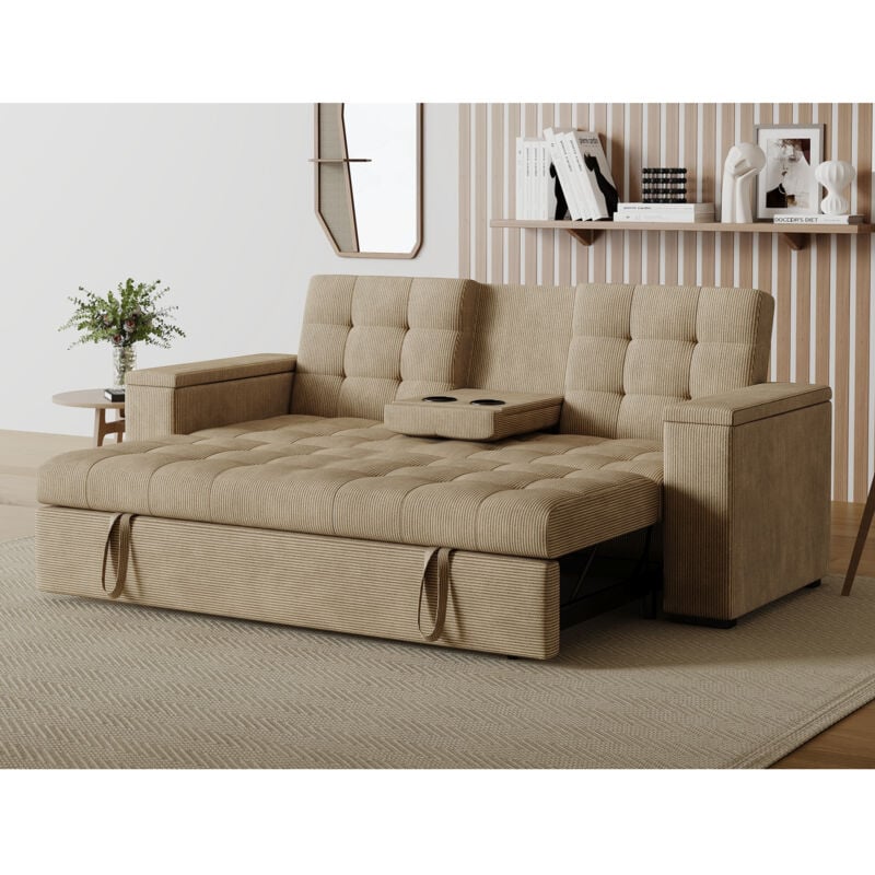 foto del prodotto concept usine divano letto in velluto a coste beige noho