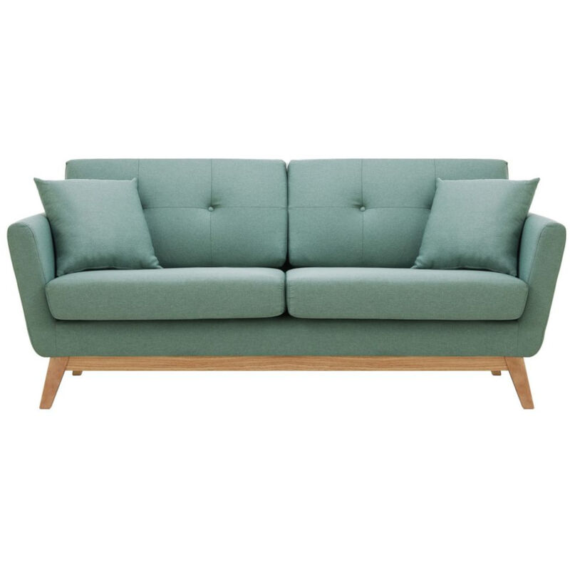 foto del prodotto concept usine divano scandinavo 3 posti e 2 cuscini tessuto verde hoga