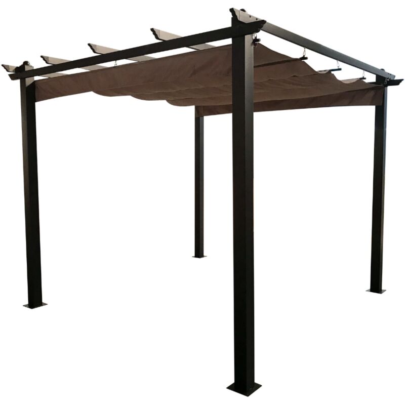 foto del prodotto concept usine gazebo autoportante alluminio e telo grigio tortora 3 x 3 m regia