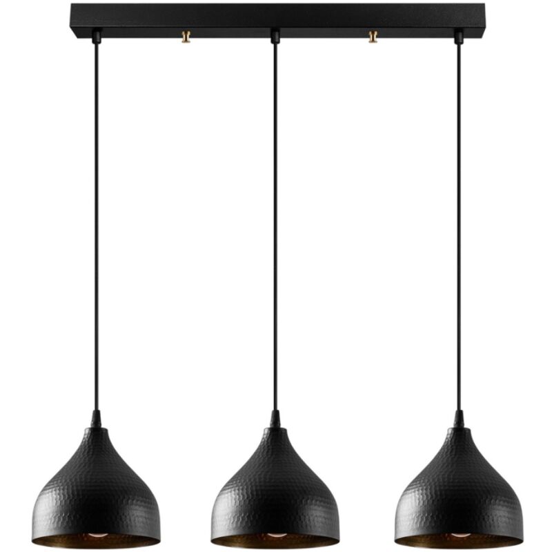 foto del prodotto concept usine lampada a sospensione a 3 lampadine in metallo nero louise