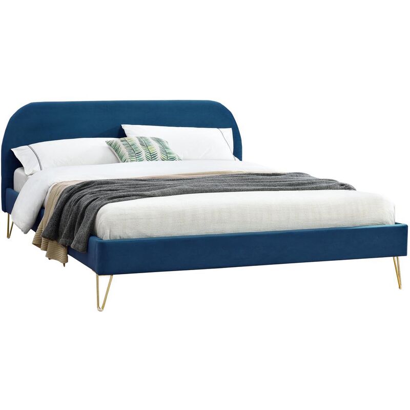 foto del prodotto concept-usine - lit velours phoenix pied pingle laiton