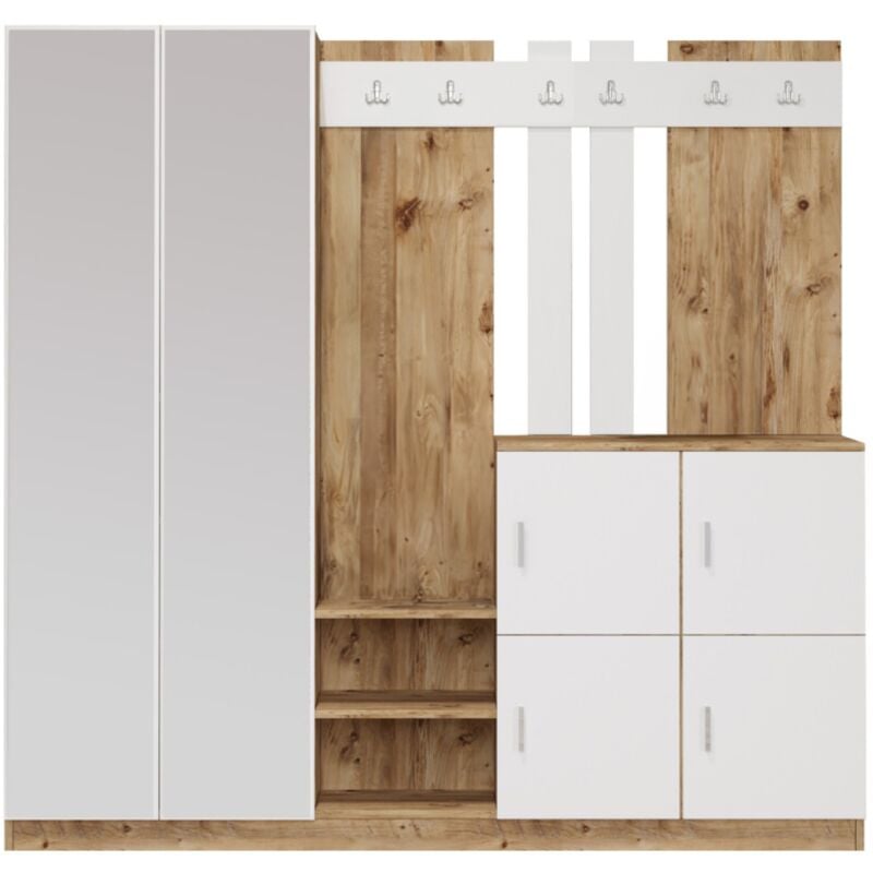 foto del prodotto concept usine mobile d ingresso con specchio legno e bianco anka