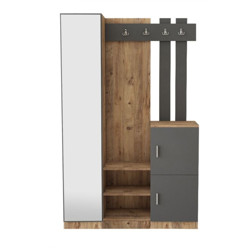 foto del prodotto concept usine mobile d ingresso design legno e grigio con specchio anka