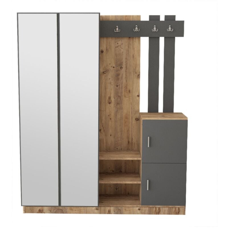 immagine 0 del prodotto concept usine mobile d ingresso design legno e grigio con specchio anka