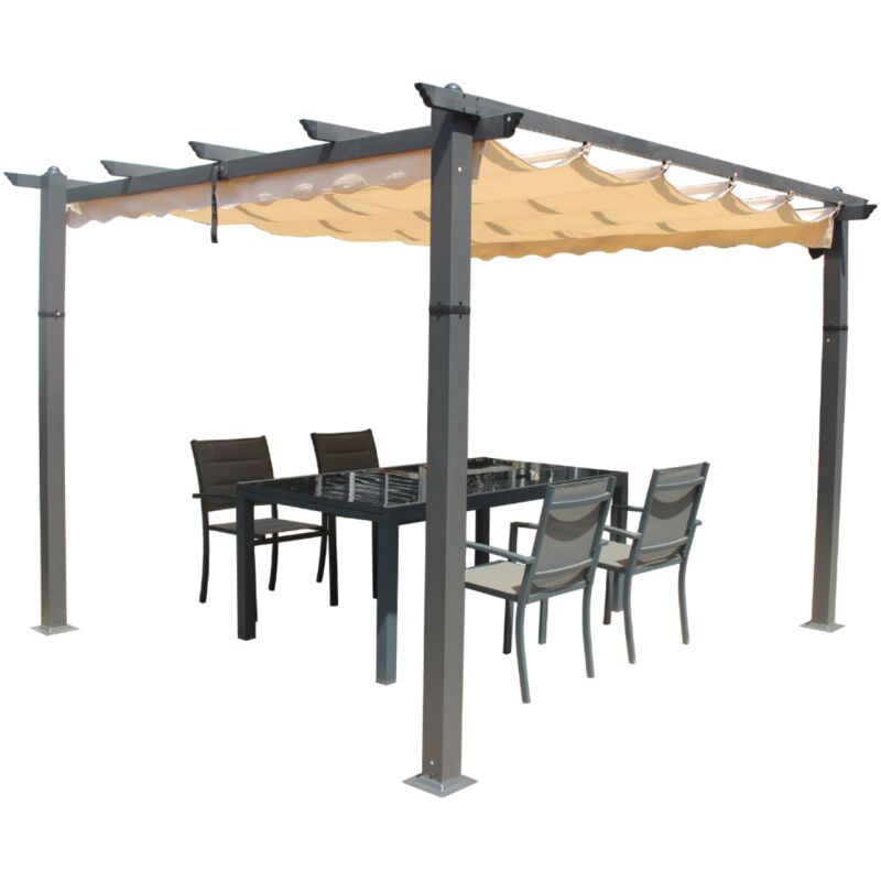 foto del prodotto concept-usine - pergola in alluminio grigio 3x3m gazebo