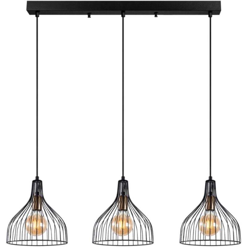 foto del prodotto concept usine plafoniera in metallo nero 3 lampade marie