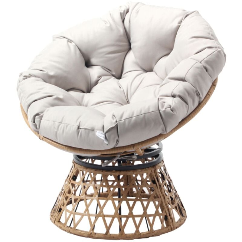 foto del prodotto concept-usine - poltrona effetto rattan con cuscino papasan