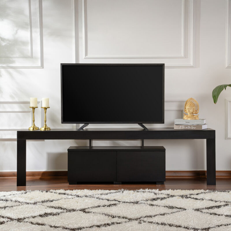 foto del prodotto concept usine porta tv con armadi in legno nero 180cm basi