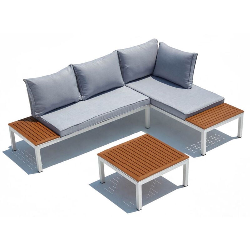 foto del prodotto concept usine salotto da giardino 4 posti in alluminio bianco e grigio lolea