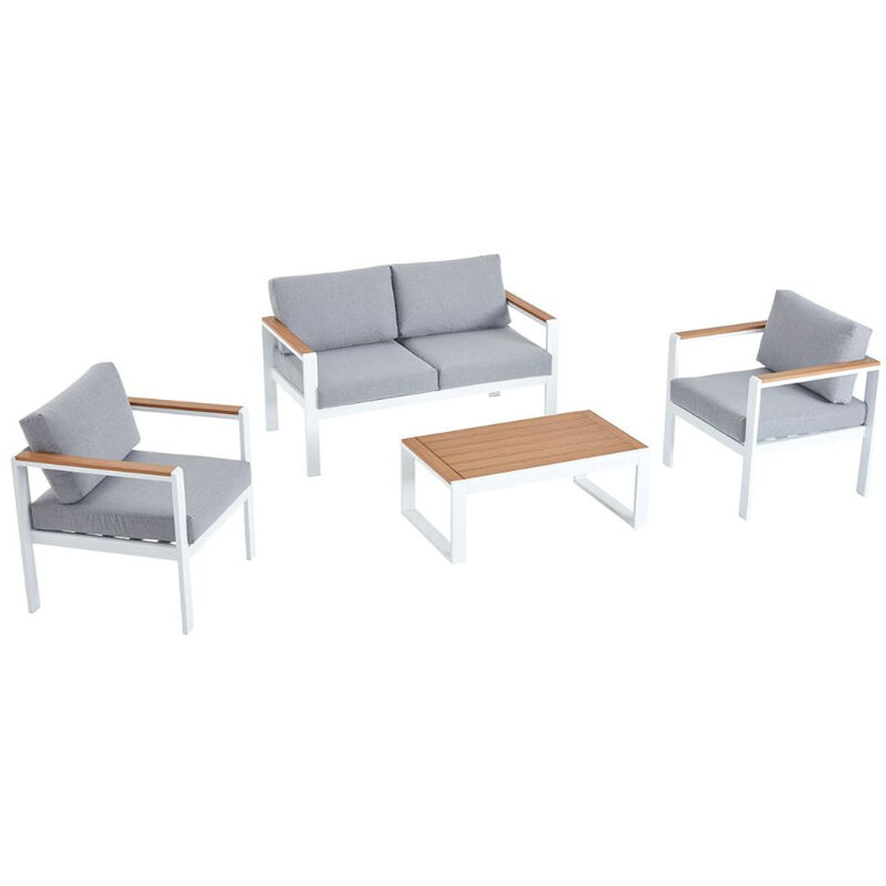 foto del prodotto concept usine salotto da giardino basso 4 posti in alluminio bianco maringo