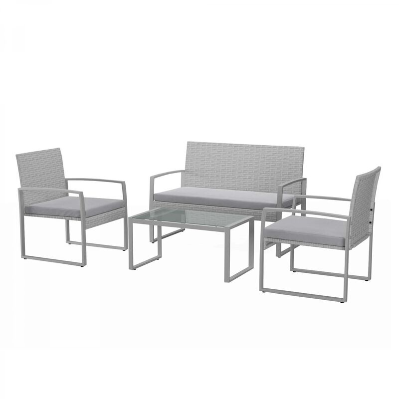 foto del prodotto concept usine salotto da giardino basso 4 posti in resina intrecciata esna