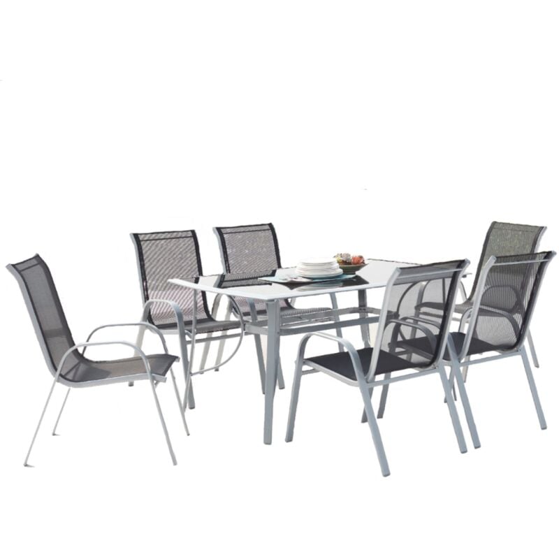 foto del prodotto concept usine salotto da giardino in alluminio 6 sedie in acciaio alassio