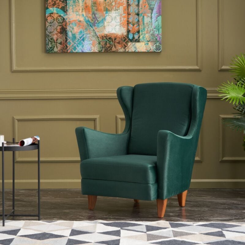 foto del prodotto concept usine sedia ad ala in velluto verde williams