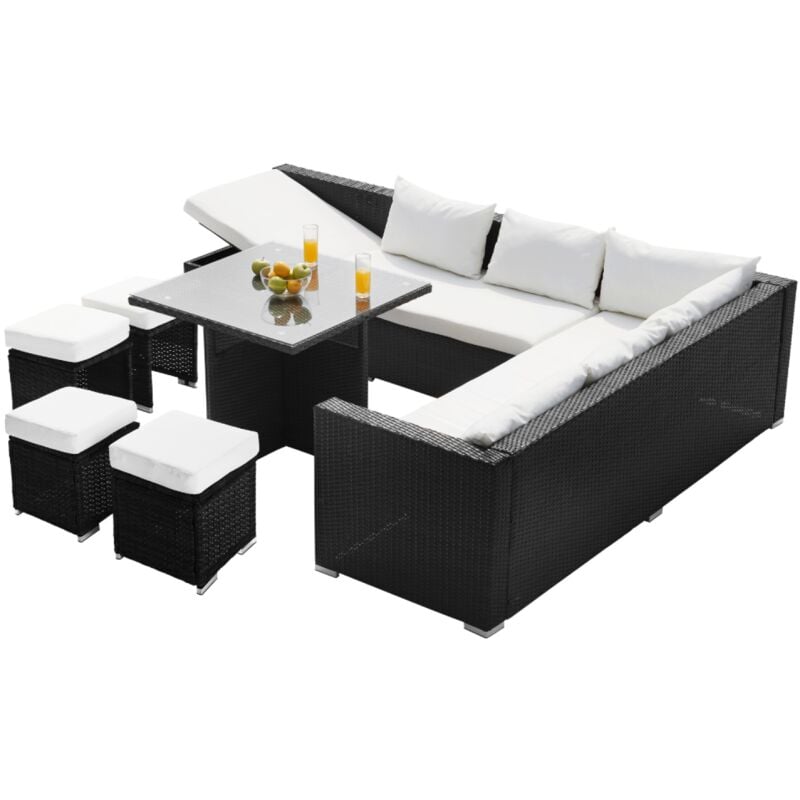 foto del prodotto concept usine set da giardino in rattan intrecciato nero da 10 posti samoa