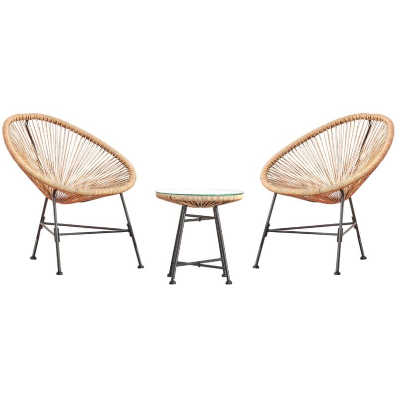 foto del prodotto concept usine set di 2 poltrone a forma di uovo tavolino beige acapulco