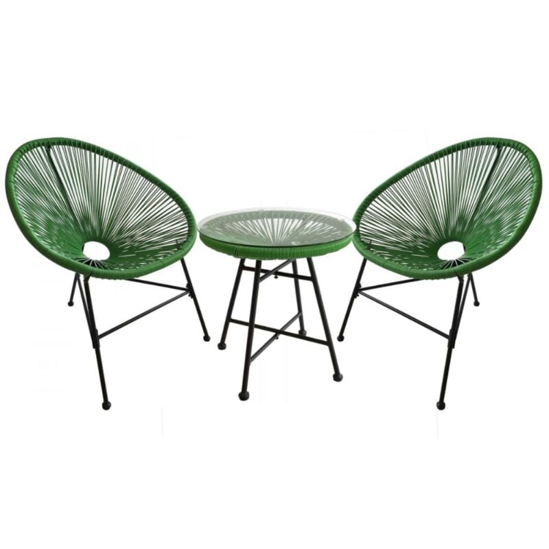 foto del prodotto concept usine set di 2 poltrone a forma di uovo tavolino verde acapulco
