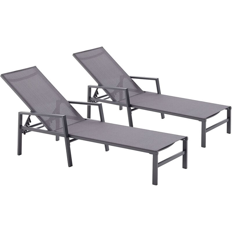 foto del prodotto concept usine set di 2 sdraio in alluminio grigio scuro bari grigio