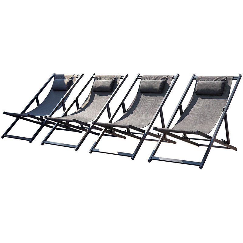 foto del prodotto concept usine set di 4 sdraio in alluminio grigio tevata