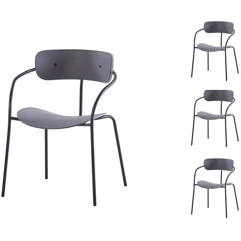 foto del prodotto concept usine set di 4 sedie con braccioli grigio scuro alexia