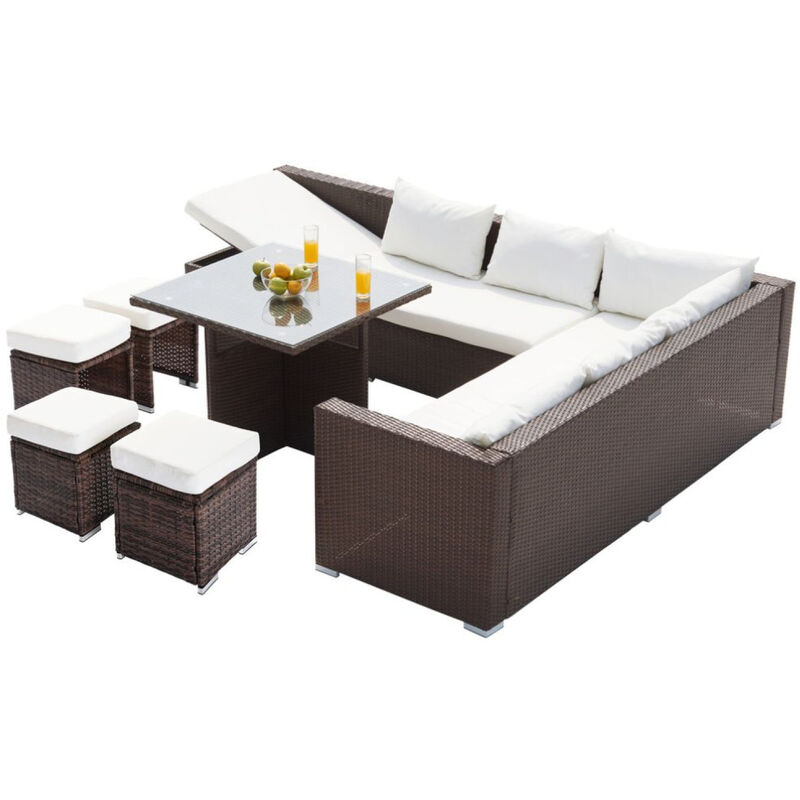 foto del prodotto concept usine set di mobili da giardino 10 posti in resina marrone samoa