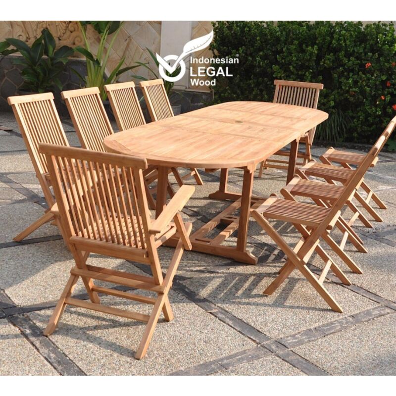foto del prodotto concept usine set di mobili da giardino in teak massiccio per 10 12 persone tavolo ovale 8 sedie 2 poltrone kajang