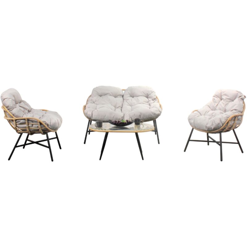 foto del prodotto concept usine set mobili da giardino 4 posti poltrone beige evora
