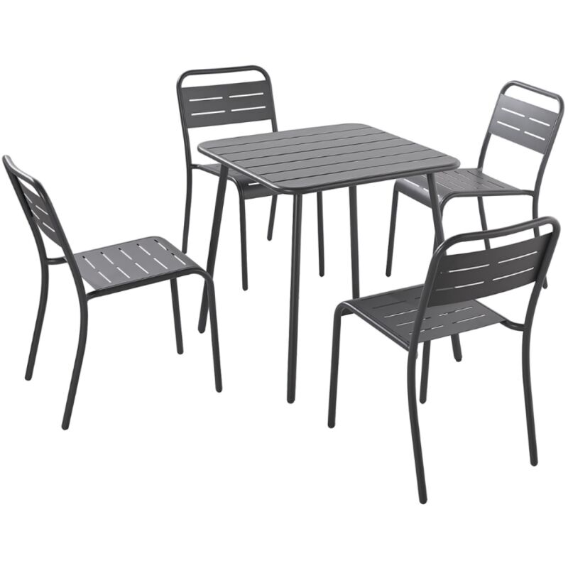 foto del prodotto concept usine set tavolo e sedie 4 posti grigio scuro bergame